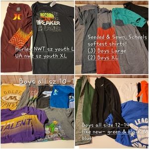 Boys t-shirt Lot! 22 shirts! Sz 10-14 nwt & vguc UA Hurley ON Seeded & Sewn soft